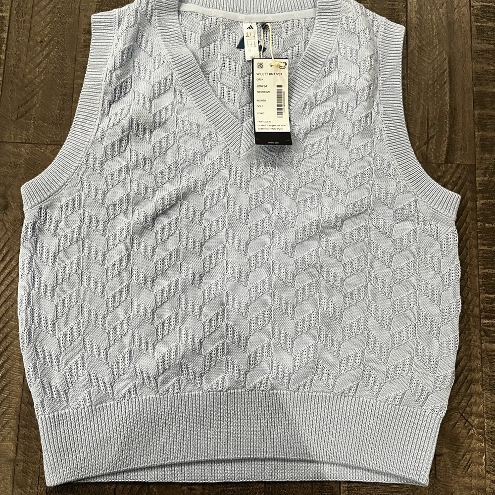 Adidas Golf Sky Blue Textured Knit Vest